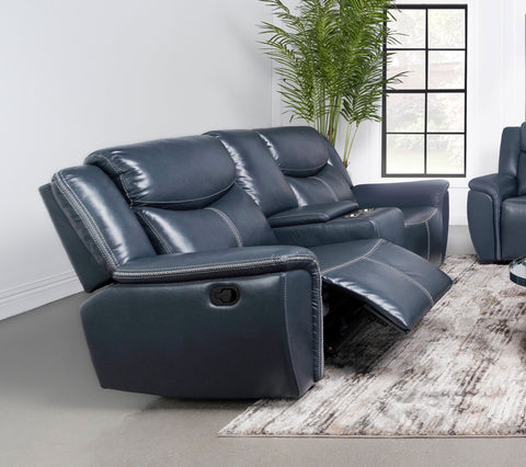 Zira Upholstered Padded Arm Reclining Loveseat BlueBlue
