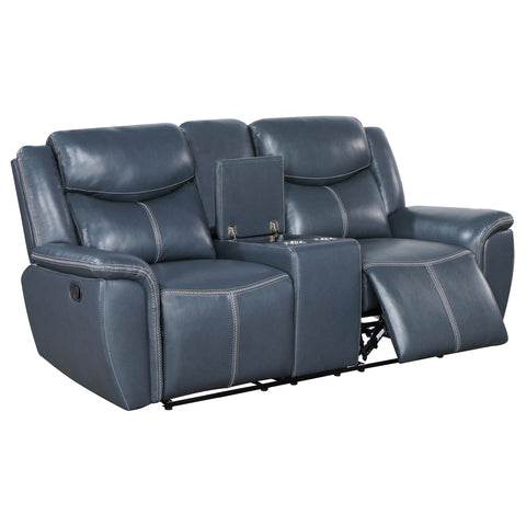 Zira Upholstered Padded Arm Reclining Loveseat BlueBlue