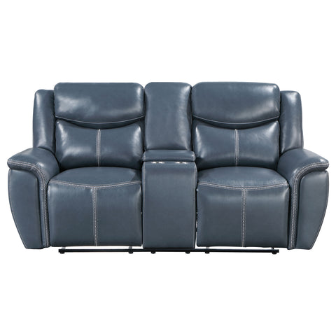 Zira Upholstered Padded Arm Reclining Loveseat BlueBlue