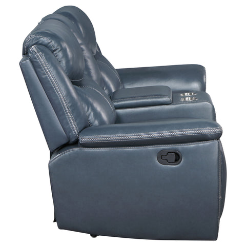Zira Upholstered Padded Arm Reclining Loveseat BlueBlue