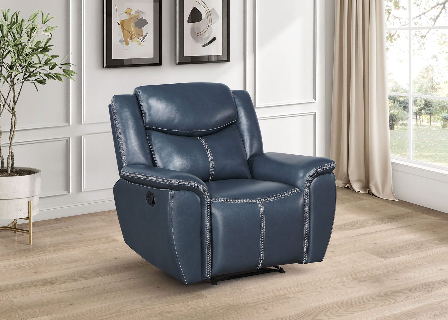 zira upholstered padded arm recliner chair blueblue