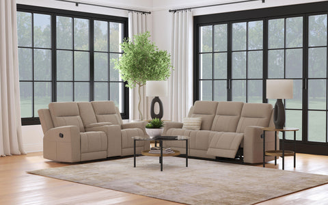Melanie 2-piece Upholstered Reclining Sofa Set TaupeTaupe