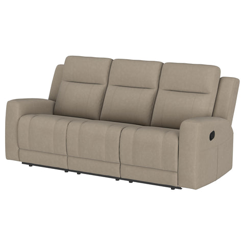 Melanie Upholstered Motion Reclining Sofa TaupeTaupe