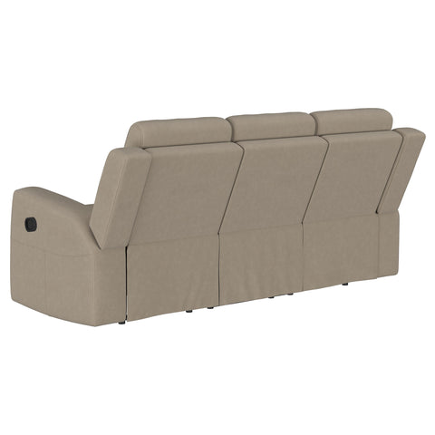 Melanie Upholstered Motion Reclining Sofa TaupeTaupe