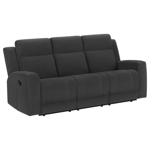 Melanie 3-piece Upholstered Reclining Sofa Set CharcoalDark Charcoal