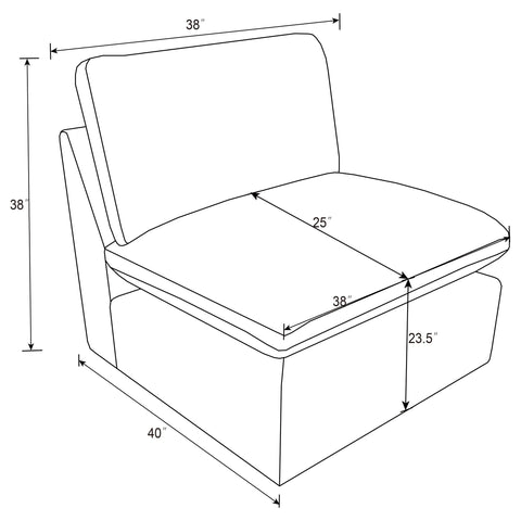 Weston Modular Armless Chair Chocolate Brown