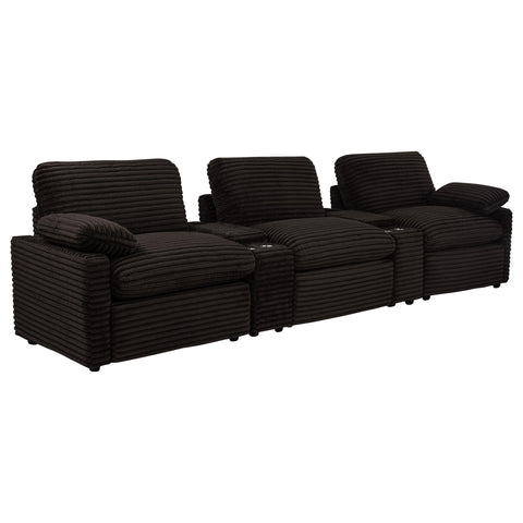 Weston 5-Piece Power Reclining Home Theater Seating Chocolate Brown