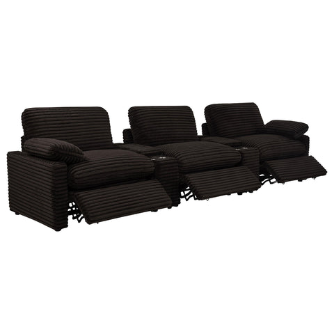Weston 5-Piece Power Reclining Home Theater Seating Chocolate Brown