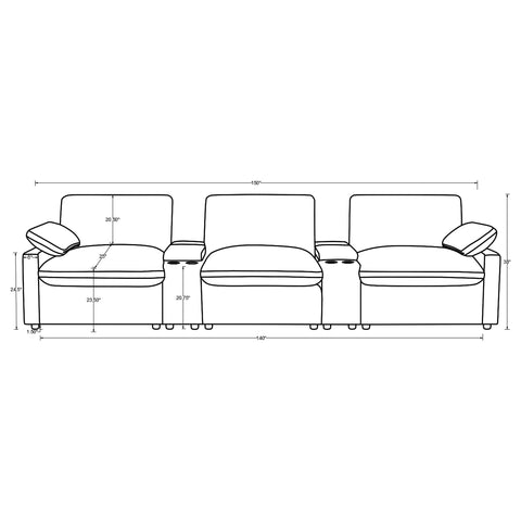 Weston 5-Piece Power Reclining Home Theater Seating Chocolate Brown
