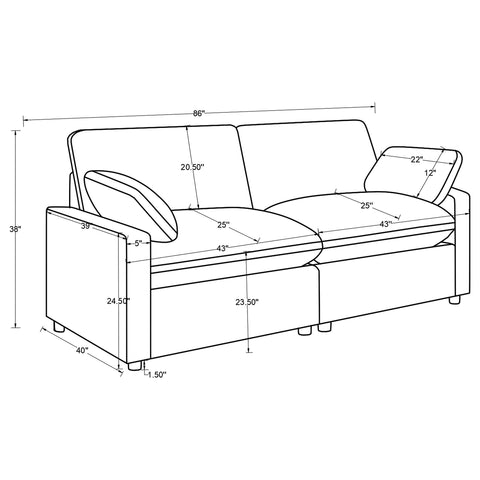 Weston Modular Power Loveseat Chocolate Brown