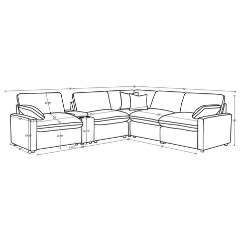 Weston 6-piece Modular Power Reclining Sectional Black