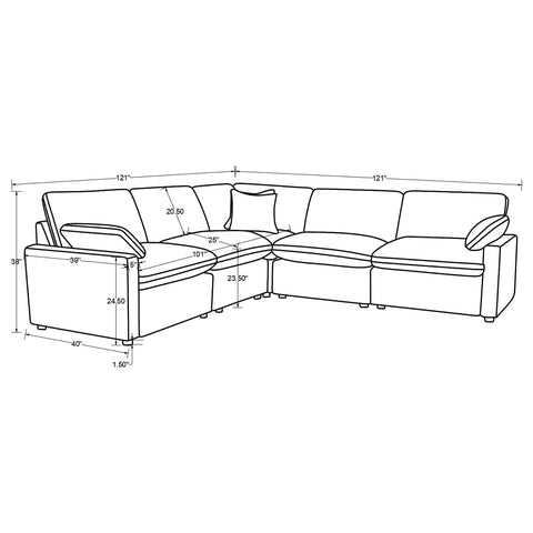 Weston 5-piece Modular Power Reclining Sectional Black