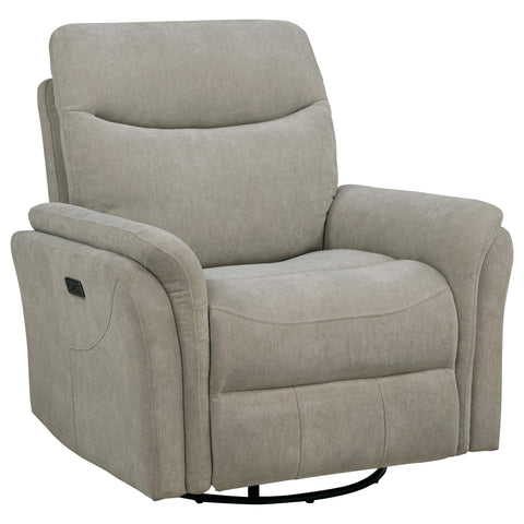 Drover Upholstered Power Swivel Glider Recliner Greige