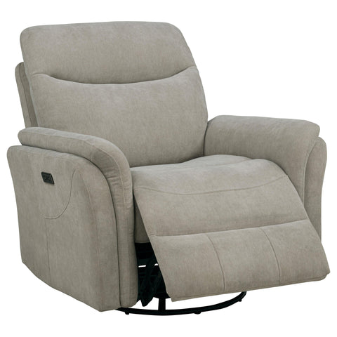 Drover Upholstered Power Swivel Glider Recliner Greige