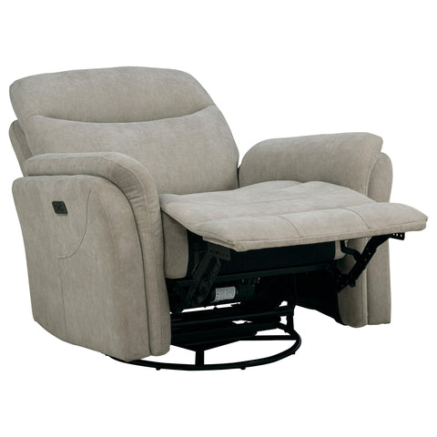 Drover Upholstered Power Swivel Glider Recliner Greige