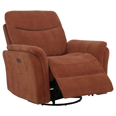 Drover Upholstered Power Swivel Glider Recliner Rust