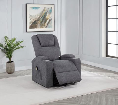 Quimby Chenille Upholstered Power Lift Massage Chair Grey
