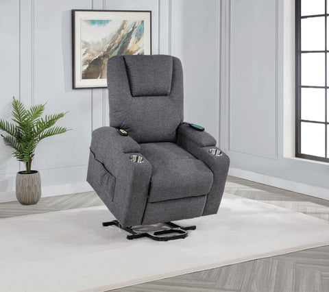 Quimby Chenille Upholstered Power Lift Massage Chair Grey