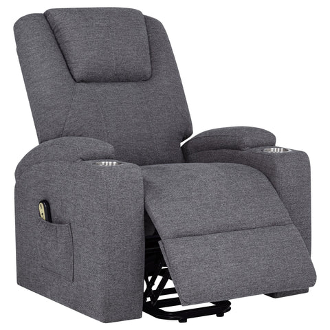 Quimby Chenille Upholstered Power Lift Massage Chair Grey