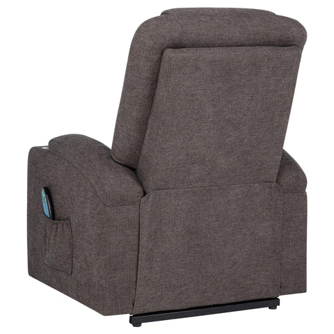 Quimby Chenille Upholstered Power Lift Massage Chair Brown