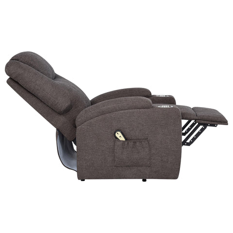 Quimby Chenille Upholstered Power Lift Massage Chair Brown