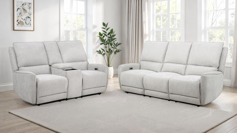 Tasca 2-piece Chenille Power Reclining Sofa Set Dove Grey