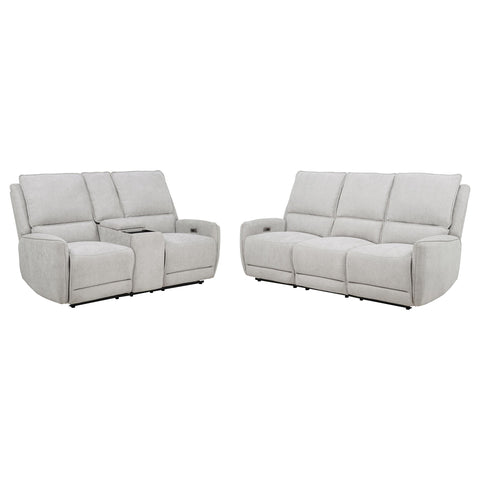 Tasca 2-piece Chenille Power Reclining Sofa Set Dove Grey