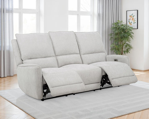 Tasca Chenille Upholstered Power Reclining Sofa Dove Grey