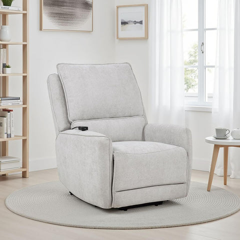 Tasca Chenille Upholstered Dual Power Lift Recliner Dove Grey