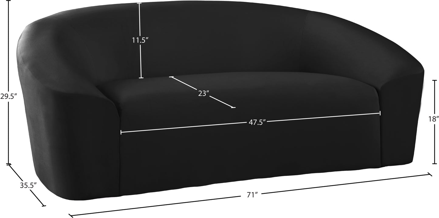 desiree black velvet loveseat l