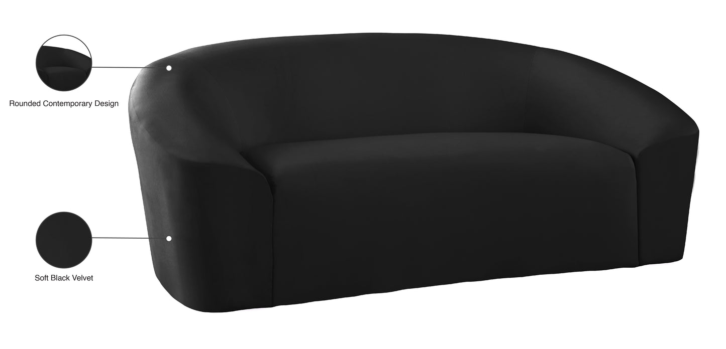 desiree black velvet loveseat l