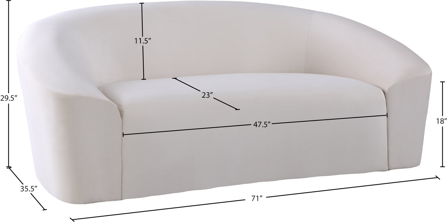 desiree cream velvet loveseat l