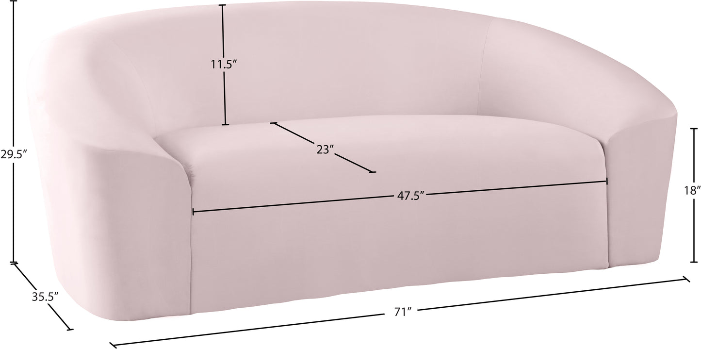 desiree pink velvet loveseat l