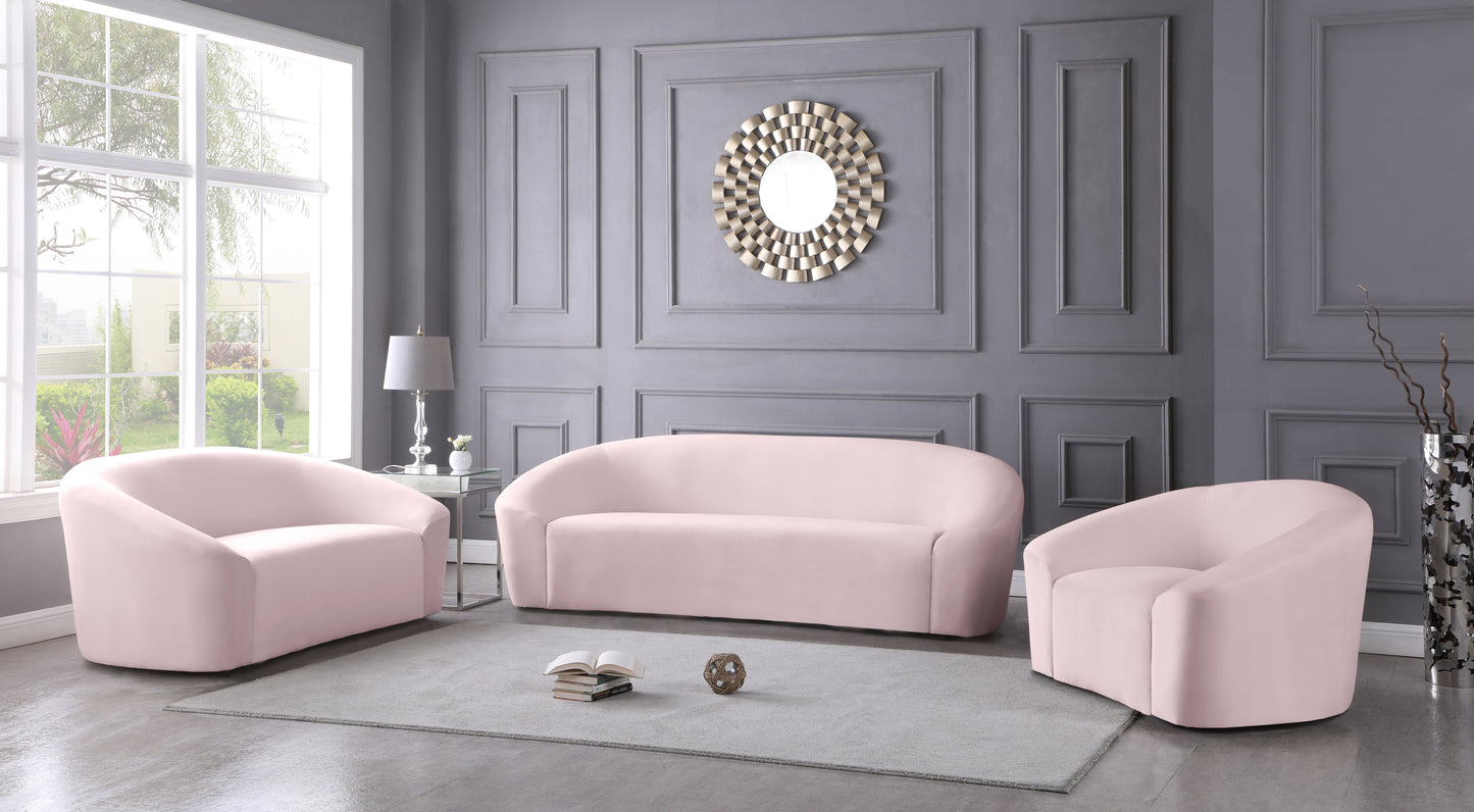 desiree pink velvet loveseat l