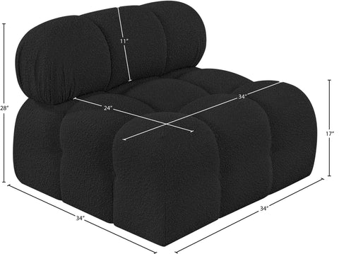 Darcy Black Boucle Fabric Upholstered Armless Chair, 1 Piece