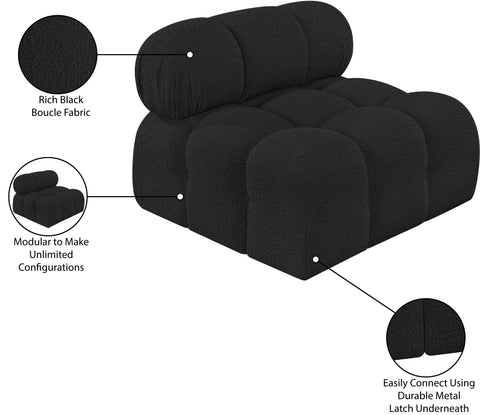 Darcy Black Boucle Fabric Upholstered Armless Chair, 1 Piece