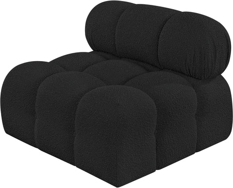 Niya Black Boucle Fabric Armless Armless