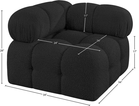 Darcy Black Boucle Fabric Upholstered Corner Chair, 1 Piece