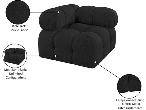 Darcy Black Boucle Fabric Upholstered Corner Chair, 1 Piece