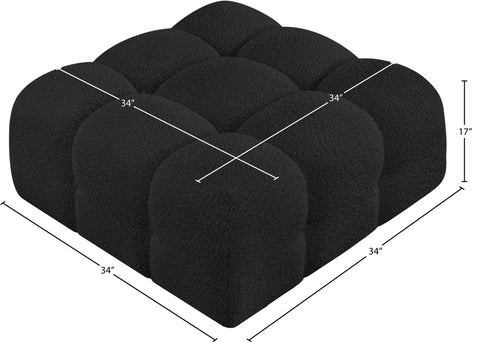 Darcy Black Boucle Fabric Upholstered Ottoman, 1 Piece