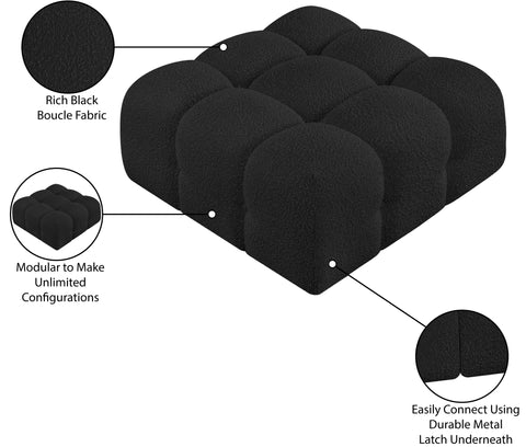 Darcy Black Boucle Fabric Upholstered Ottoman, 1 Piece
