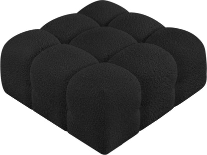 Niya Black Boucle Fabric Ottoman Ott