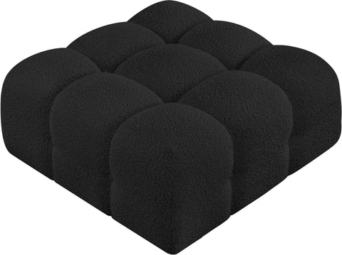 Niya Black Boucle Fabric Ottoman Ott