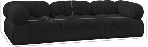 Darcy 102" Black Boucle Fabric Upholstered Sofa, 3-Piece