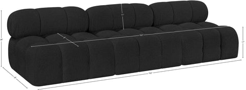 Darcy 102" Black Boucle Fabric Upholstered Armless Sofa, 3-Piece
