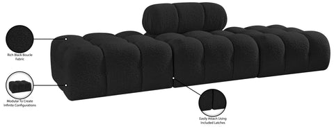 Darcy 102" Black Boucle Fabric Upholstered Sofa, 3-Piece (Style 2)