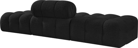 Darcy 102" Black Boucle Fabric Upholstered Sofa, 3-Piece (Style 2)