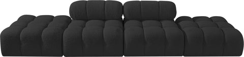 Darcy 136" Black Boucle Fabric Upholstered Sofa, 4-Piece (Style 2)