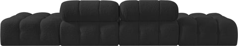 Darcy 136" Black Boucle Fabric Upholstered Sofa, 4-Piece (Style 2)