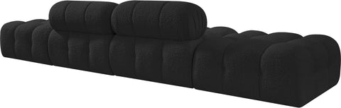 Darcy 136" Black Boucle Fabric Upholstered Sofa, 4-Piece (Style 2)
